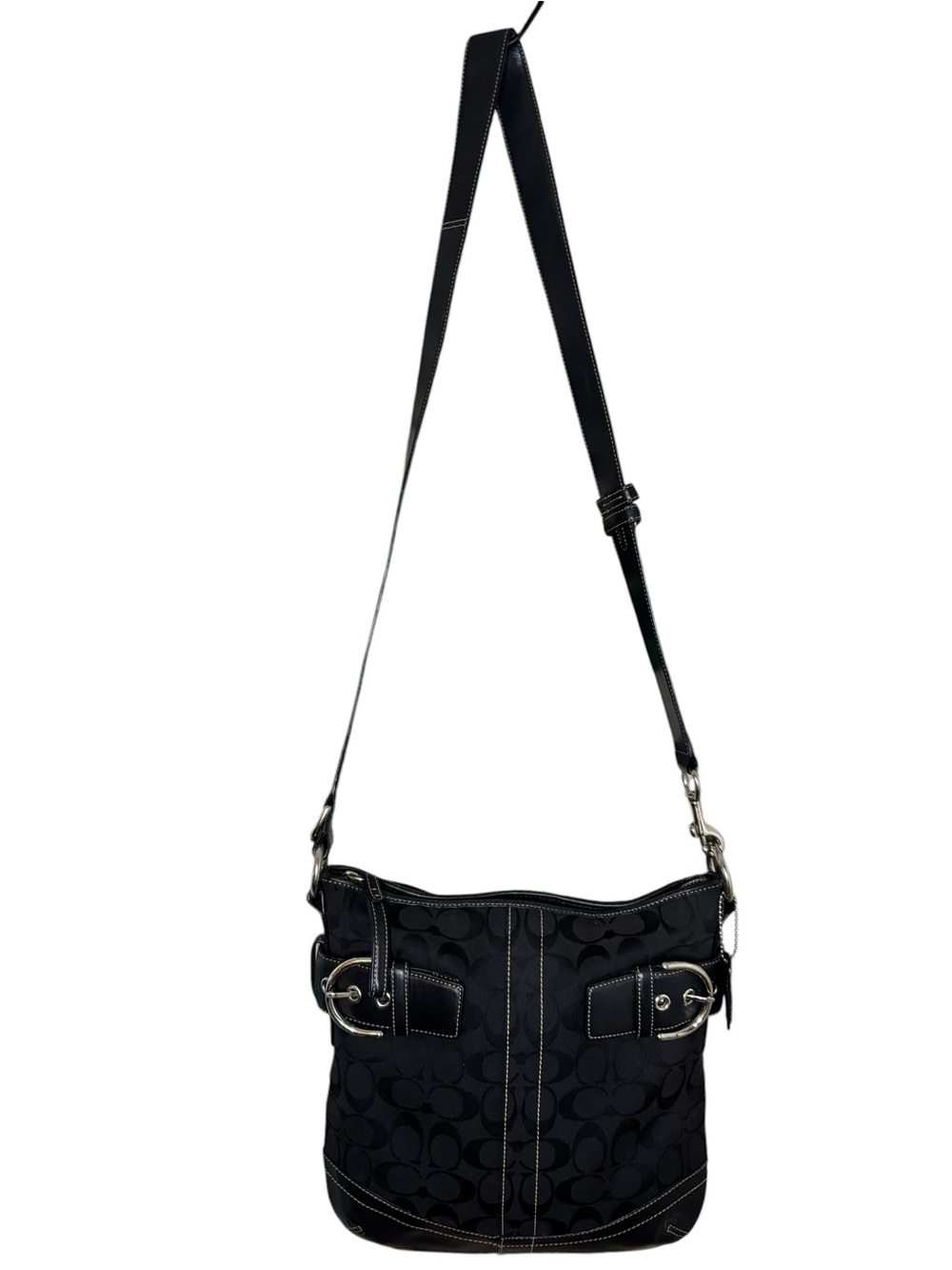 Coach 2005 Vintage Soho Signature Slim Duffle Bag – Black Jacquard Canvas - Picture 3 of 14
